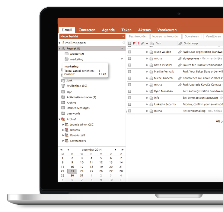 Zimbra op desktop